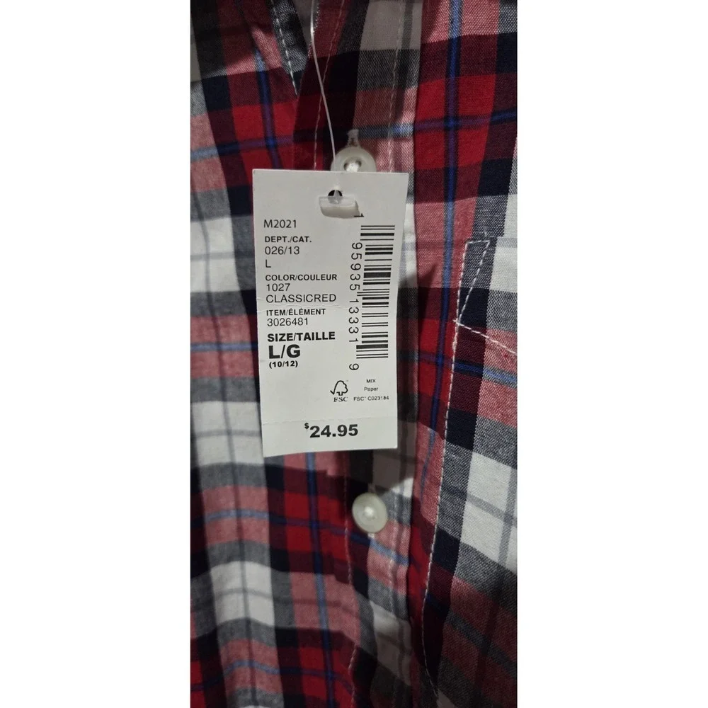 Children's Place Red Plaid Long Sleeve Button Up Shirt Youth L (10/12)-NWT